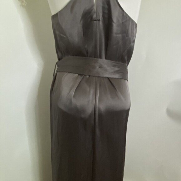 NWT Halston Heritage Silver Gray Racerback Satin Slip‎ Midi Dress Size S $295.00 - Picture 5 of 16